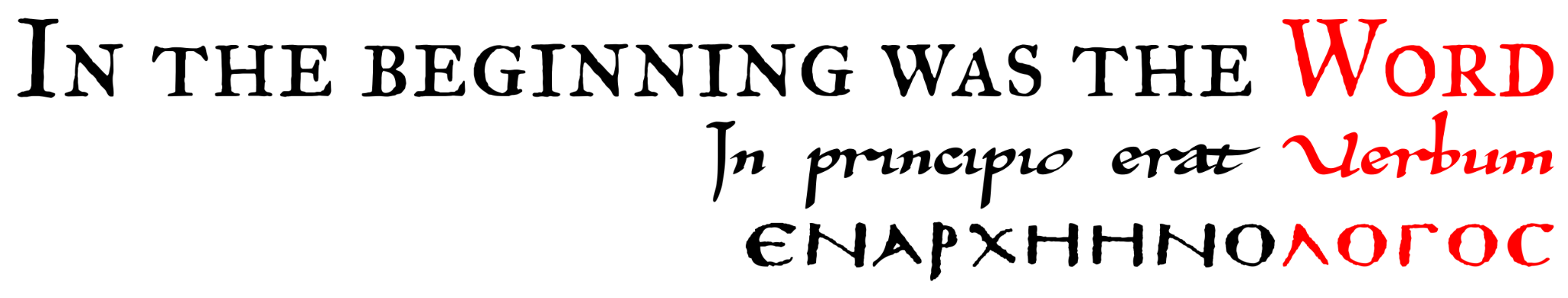 In the Beginning Was the Word, with original Latin and Greek title lettering